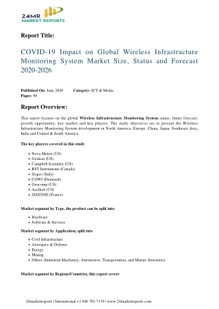 Wireless Infrastructure Monitoring System Market Size, Status and Forecast 2020-2026