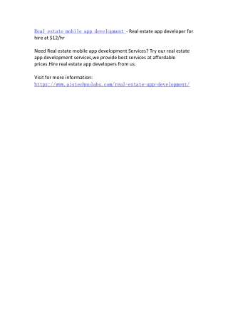 Real estate mobile app development - Real estate app developer for hire at $12/hr