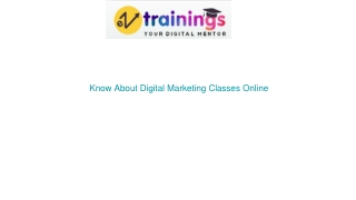 Know About Digital Marketing Classes Online