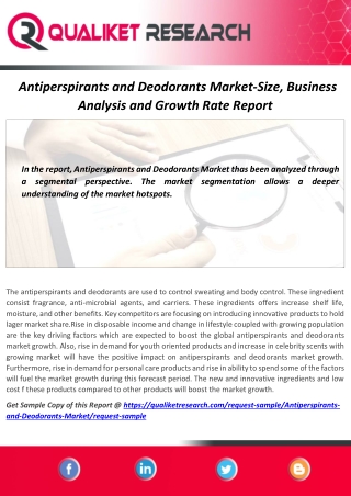 Global Antiperspirants and Deodorants Market Status,Outlook Analysis and Prospect 2020-2027