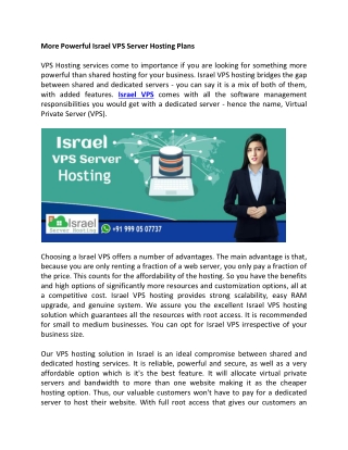 More Powerful Israel VPS Server Hosting Plans