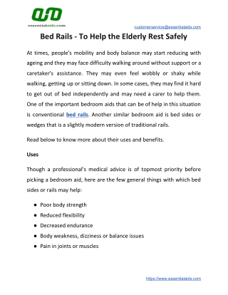Bed Rails - To Help the Elderly Rest Safely