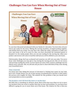 Challenges You Can Face When Moving Out of Your House