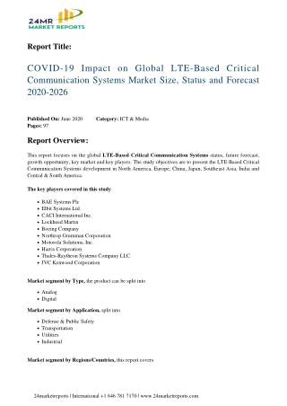 LTE-Based Critical Communication Systems Market Size, Status and Forecast 2020-2026