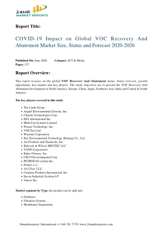 VOC Recovery And Abatement Market Size, Status and Forecast 2020-2026