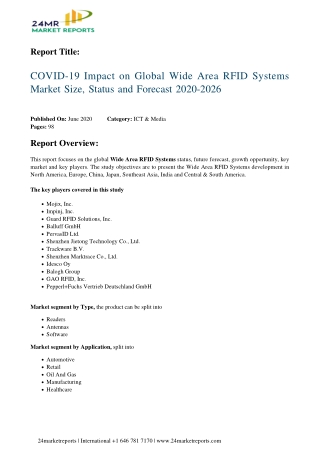 Wide Area RFID Systems Market Size, Status and Forecast 2020-2026