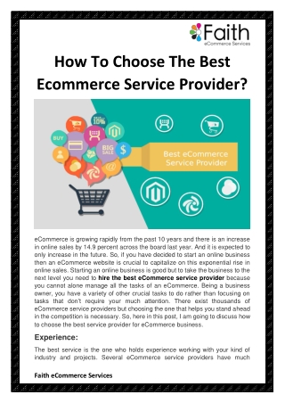 How To Choose The Best Ecommerce Service Provider?