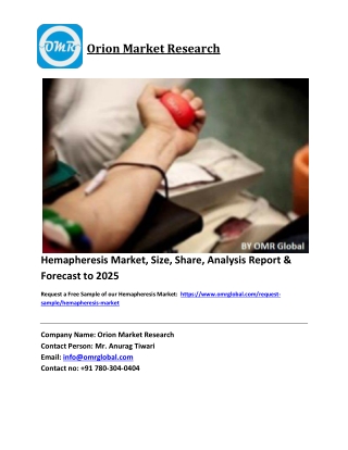 Hemapheresis Market Growth, Size, Share, Industry Report and Forecast 2018-2023