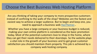 Choose the Best Business Web Hosting Platform