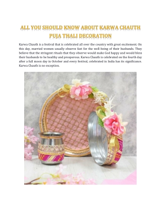 ALL YOU SHOULD KNOW ABOUT KARWA CHAUTH PUJA THALI DECORATION