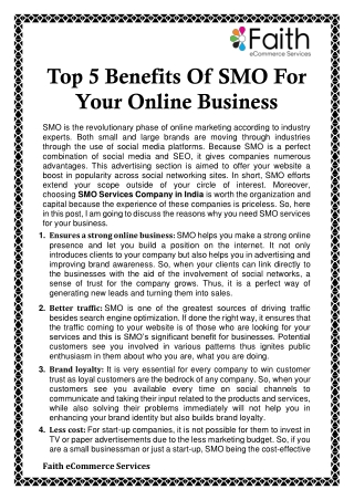 Top 5 Benefits Of SMO For Your Online Business