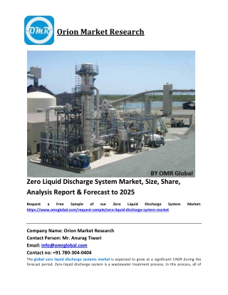 Zero Liquid Discharge System Market Size, Industry Trends, Share and Forecast 2019-2025