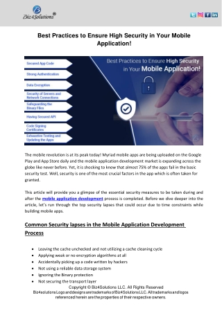 Best Practices to Ensure High Security in Your Mobile Application!