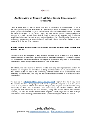 An Overview of Student-Athlete Career Development Programs