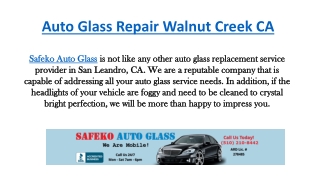 Auto Glass Repair Walnut Creek CA