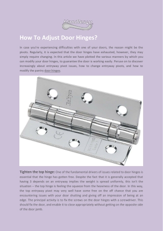 How To Adjust Door Hinges?