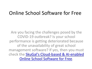 Online School Software for Free