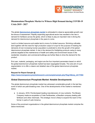 Diammonium Phosphate Market Share: Qualitative Analysis and Competitive Industry Scenario, 2027