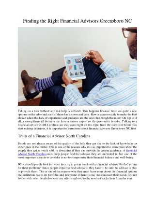 Finding the Right Financial Advisors Greensboro NC