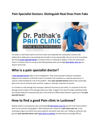 Pain specialist doctor |Pain Clinic near me