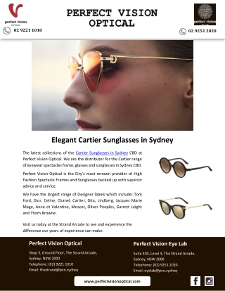 Elegant Cartier Sunglasses in Sydney