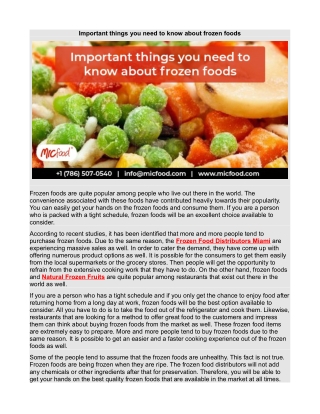 Important things you need to know about frozen foods