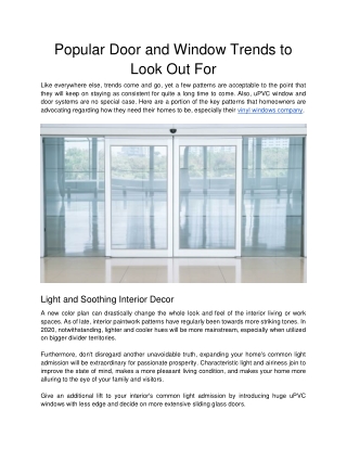 Popular Door and Window Trends to Look Out For