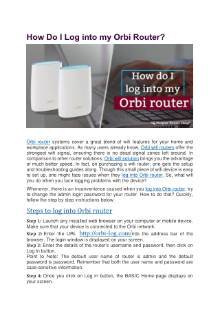 Login into orbi router