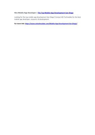 Hire Mobile App Developer | The Top Mobile App Development San Diego
