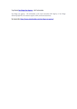 Top Rated San Diego Seo Agency - AIS Technolabs