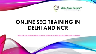 Online SEO Training in Delhi and NCR