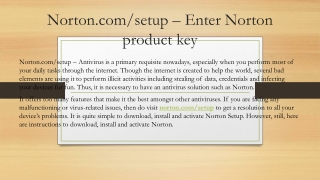 Norton.com/setup - Enter Norton product key - Norton Setup