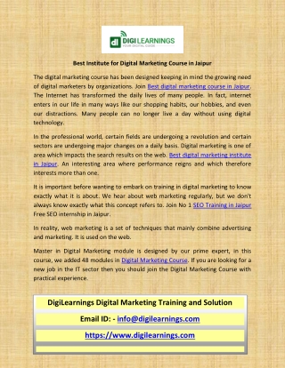 A Institute for Digital Marketing Course in Jaipur