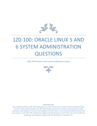 1Z0-100: Oracle Linux 5 and 6 System Administration Questions