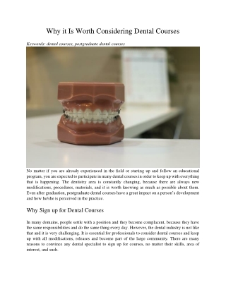 Why it Is Worth Considering Dental Courses