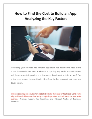 How to Find the Cost to Build an App: Analyzing the Key Factors