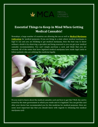 Essential Things to Keep in Mind When Getting Medical Cannabis!