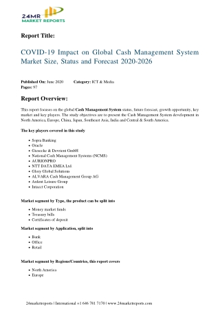 Cash Management System Market Size, Status and Forecast 2020-2026