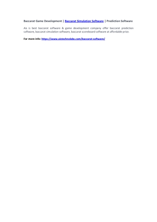 Baccarat Game Development | Baccarat Simulation Software | Prediction Software