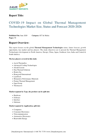 Thermal Management Technologies Market Size, Status and Forecast 2020-2026