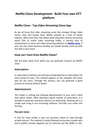Netflix Clone | Netflix Clone App | Video Streaming App Development