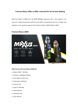 Freemax Maxus 100w vs 200w