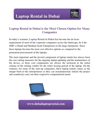 Laptop Rental in Dubai is the Most Chosen Option for Many Companies