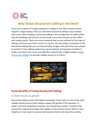 Why Dubai Structured Cabling is the Best?