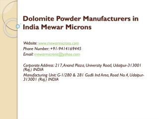 Dolomite Powder Manufacturers in India Mewar Microns