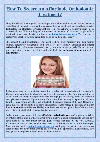 How To Secure An Affordable Orthodontic Treatment?