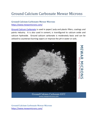 Ground Calcium Carbonate Mewar Microns