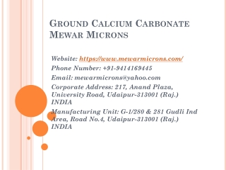 Ground Calcium Carbonate Mewar Microns