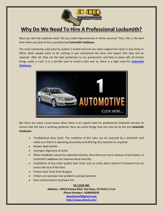 Why Do We Need To Hire A Professional Locksmith?