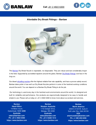 Afordable Dry Break Fittings – Banlaw